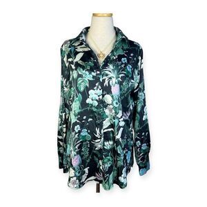 Banana Republic Multicolor Floral Print Long Sleeve Top Womens Medium Casual